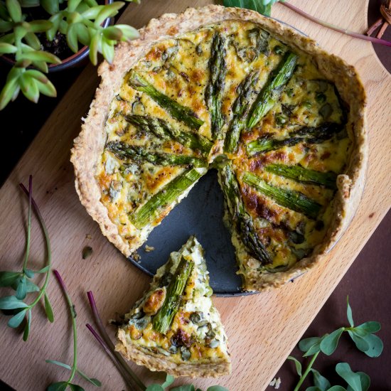 Summer Purslane & Asparagus Quiche