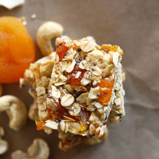 No Bake Chewy Apricot Muesli Bars