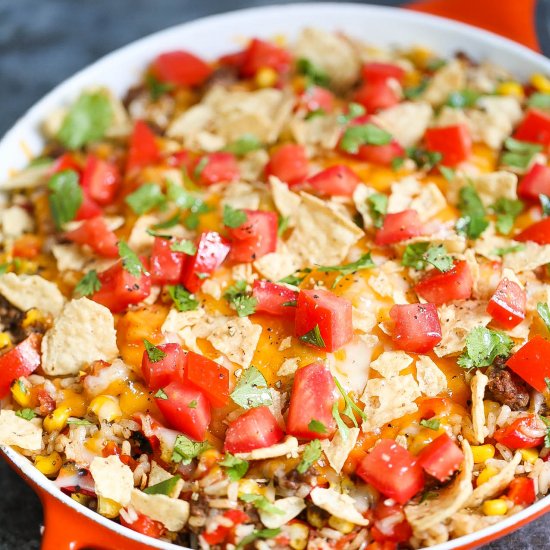 One Pot Nacho Beef Skillet