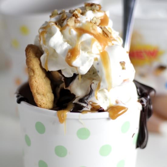 Nutty Peanut Buttery Fudge Sundae