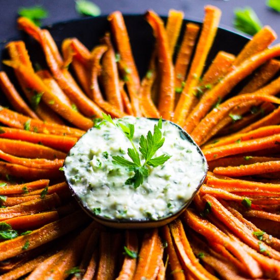 Moroccan Carrot Fries with Feta Dip