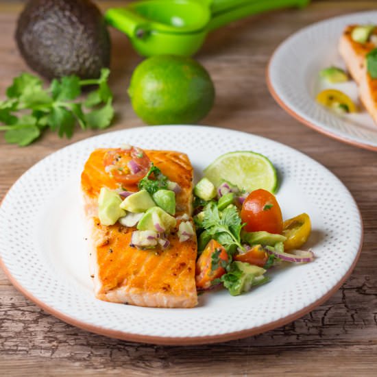 Salmon with Avocado Lime Salsa