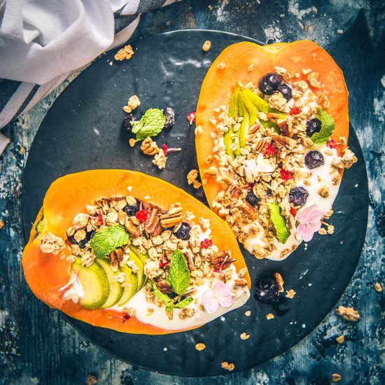 Healthy papaya Boats