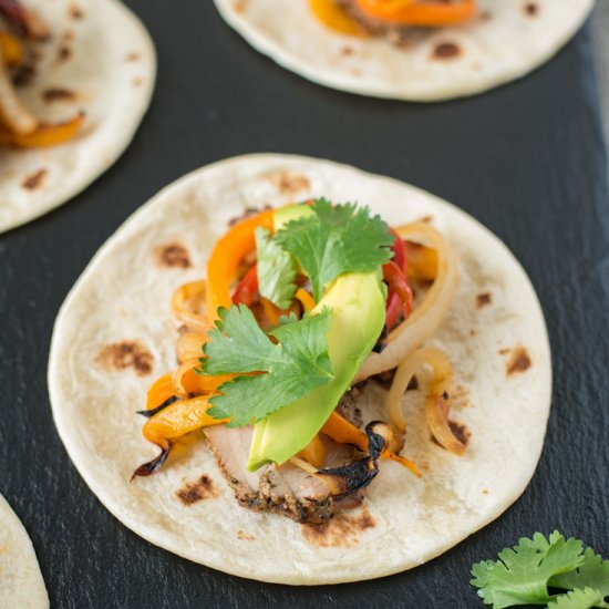 Grilled pork tenderloin fajitas