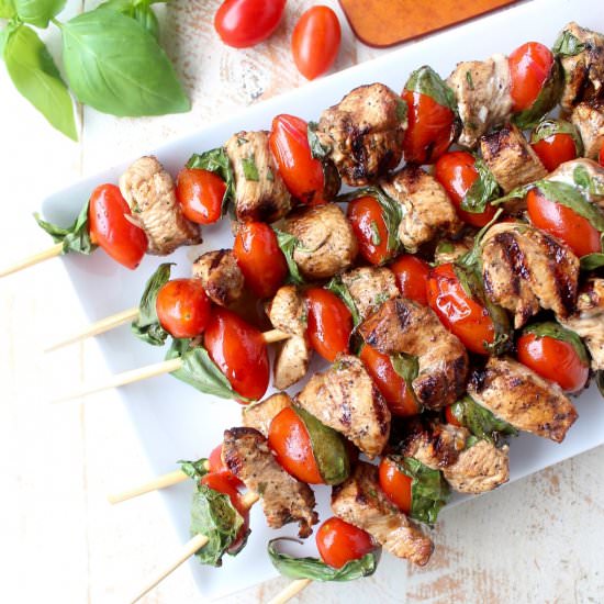 Tomato Basil Chicken Skewers