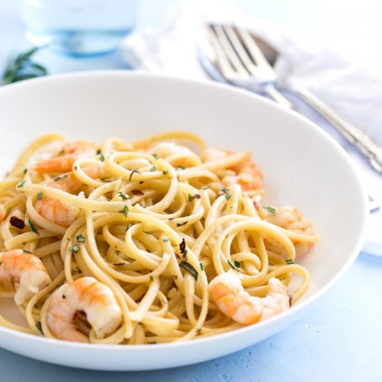 Pasta with Rosemary Garlic Shrimp