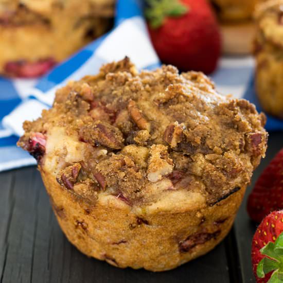 Strawberry Rhubarb Streusel Muffins