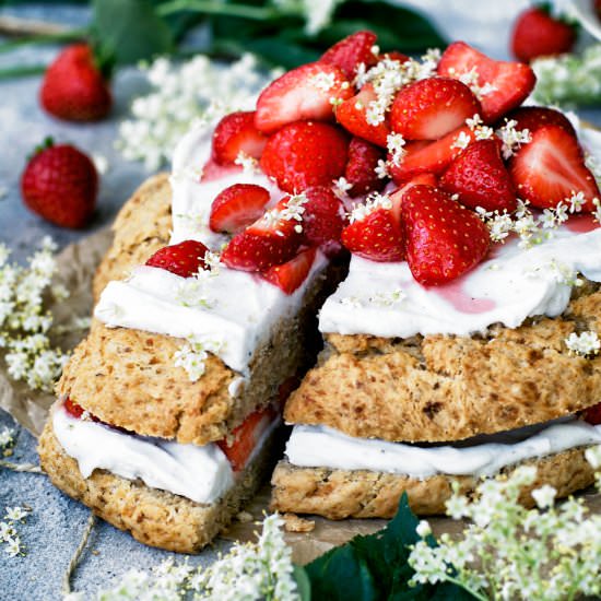 Strawberry Elderflower Scone Cake