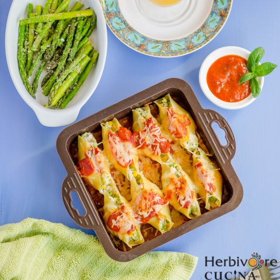 Peas Asparagus Stuffed Jumbo Shells