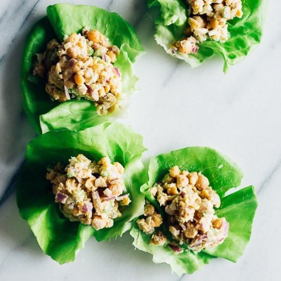 Chickpea “Tuna” Salad Lettuce Cups