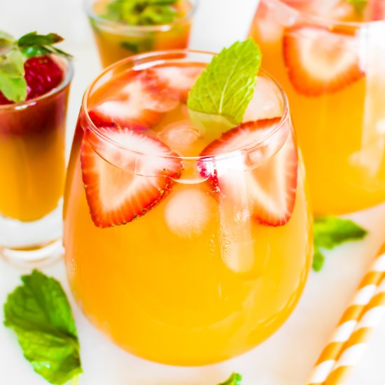 Strawberry Peach Mint Bellinis