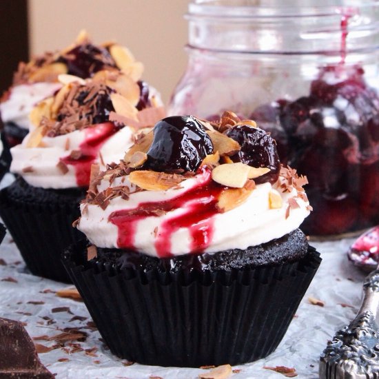 Boozy Black Forest Cupcakes