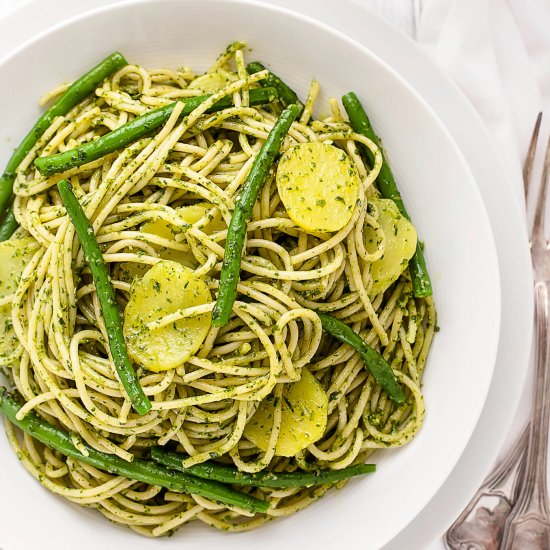 Pasta with Pesto, Beans, and Potato