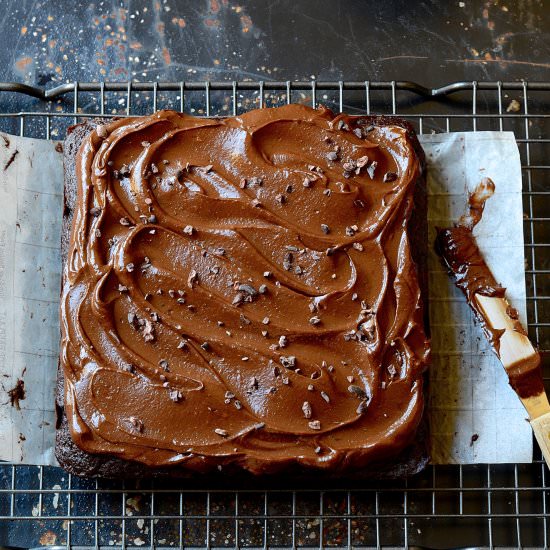 Zucchini brownies with avo frosting