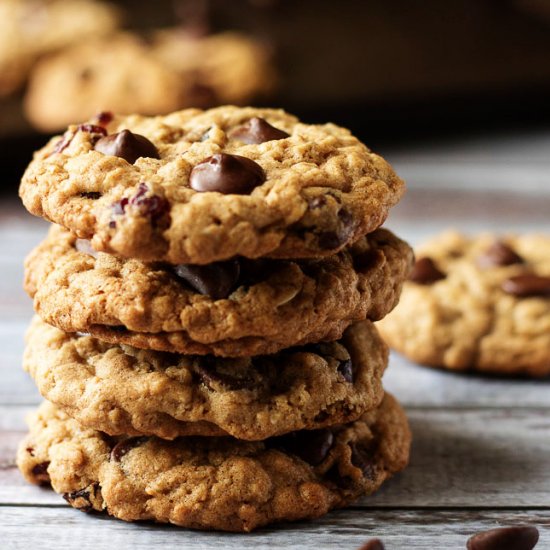 Dark Chocolate Chip Oatmeal Cookies