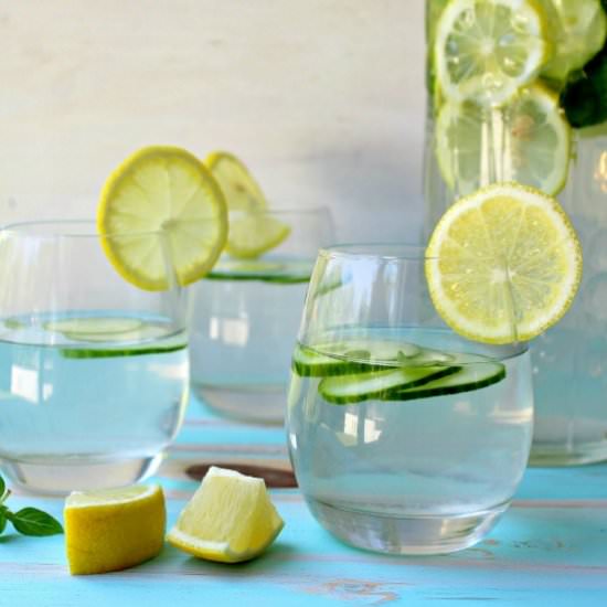 Lemon Basil Cucumber Infused Water