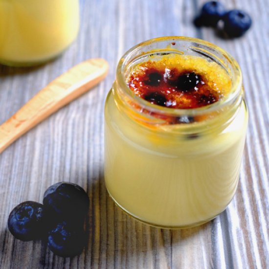 Blueberry and Saffron Crème Brûlée