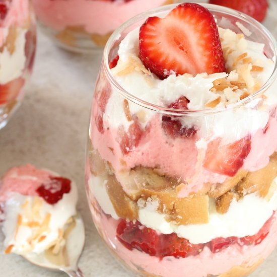 Drunken Strawberry Coconut Trifle