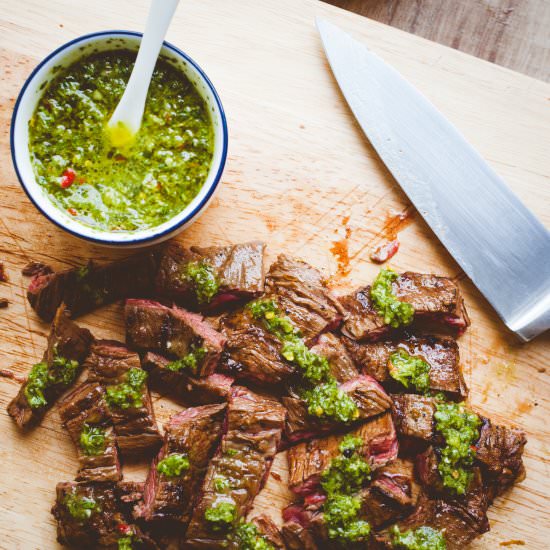 Citrus Skirt Steak & Green Sauce