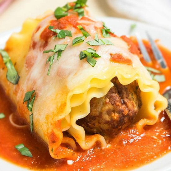 Meatball Lasagna Roll Ups