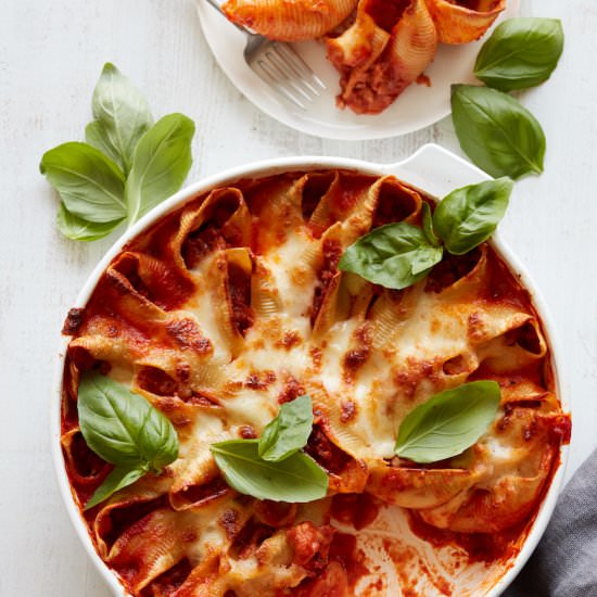 Turkey Bolognese Stuffed Shells