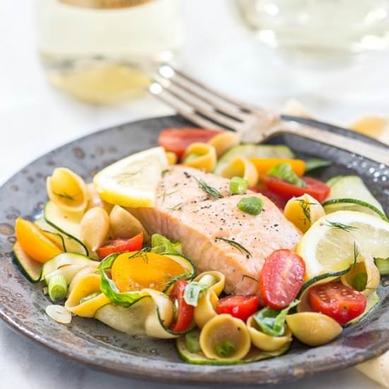 Baked Salmon with Easy Pasta Salad