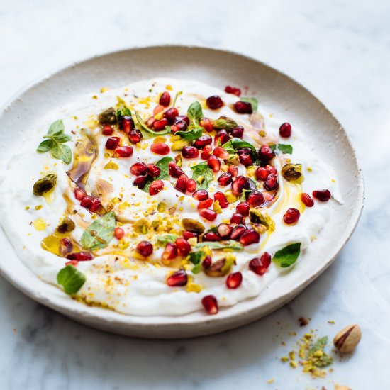 Labneh with pomegranate & pistachio