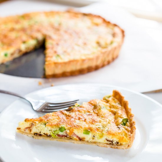 Spring Quiche with Bacon and Peas