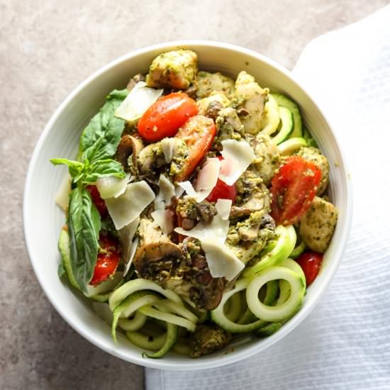 Pesto Zoodle Bowl with Chicken