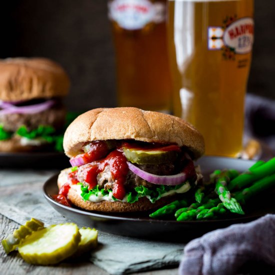 Portobello and Swiss Beef Burgers