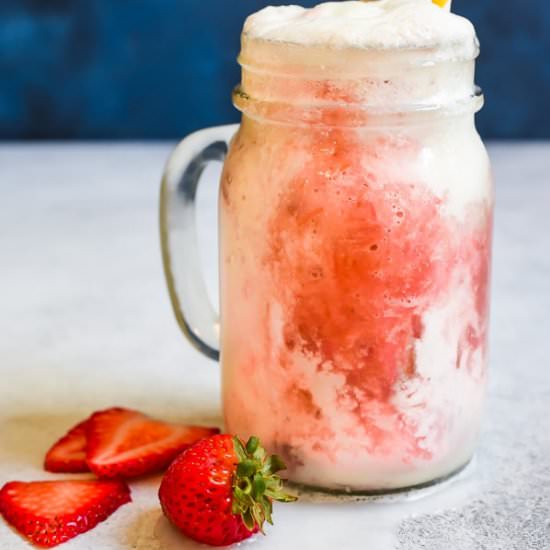 Strawberry Rhubarb Ice Cream Floats