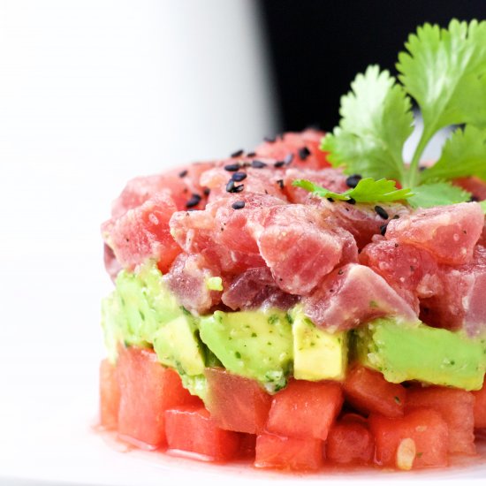 Tuna, Avocado, and Watermelon Tartare