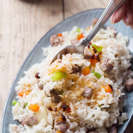 Garlicky Beef Fried Rice