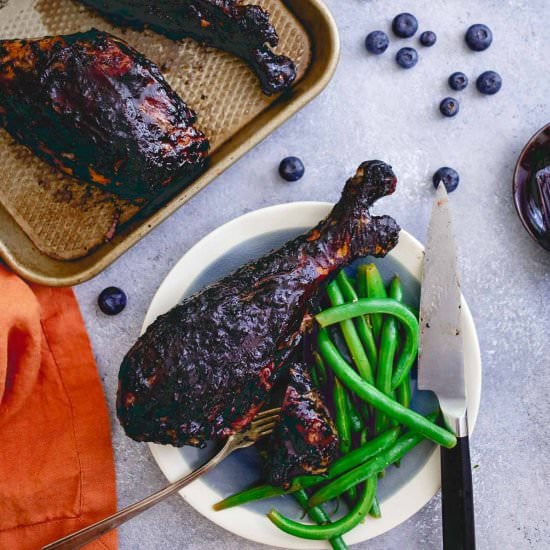 Blueberry Balsamic BBQ Turkey Legs