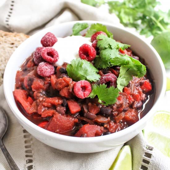 Raspberry Chipotle Black Bean Chili