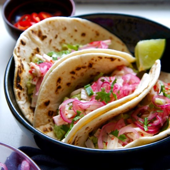 Surimi and Avocado Tacos