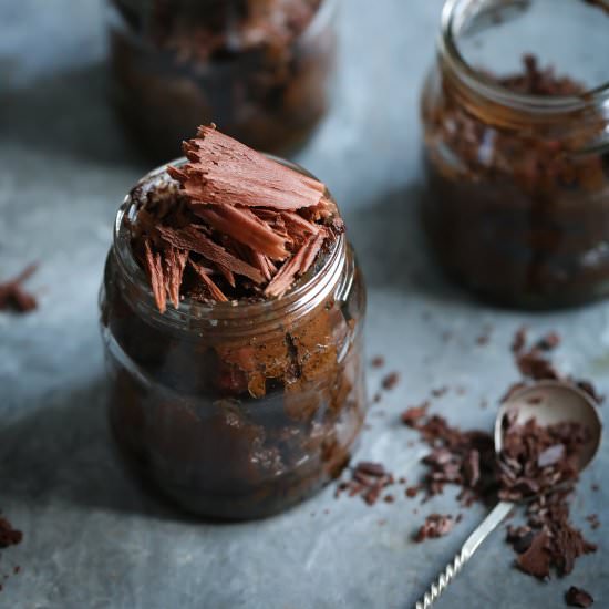 Chocolate Pots with Chocolate Curls