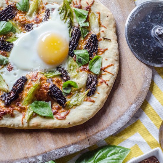 Pizza with Morels & Green Onions