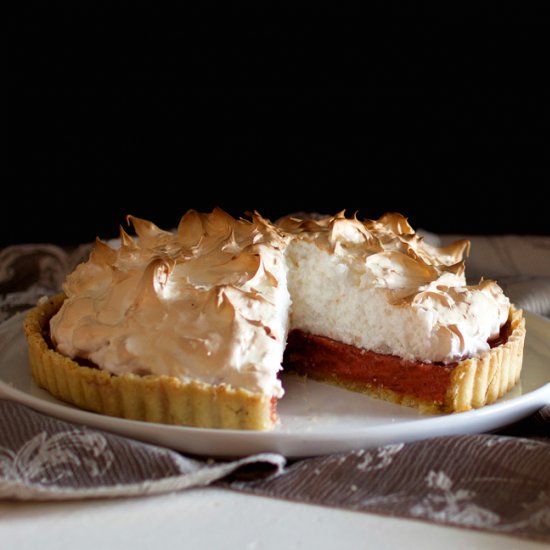 Rhubarb & Coconut Meringue Tart