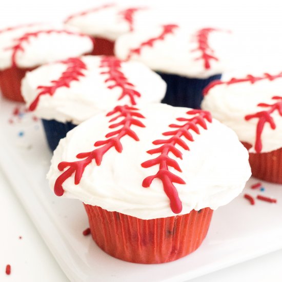 Funfetti Baseball Cupcakes