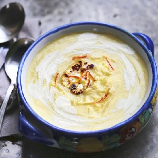 Roasted cauliflower & saffron soup