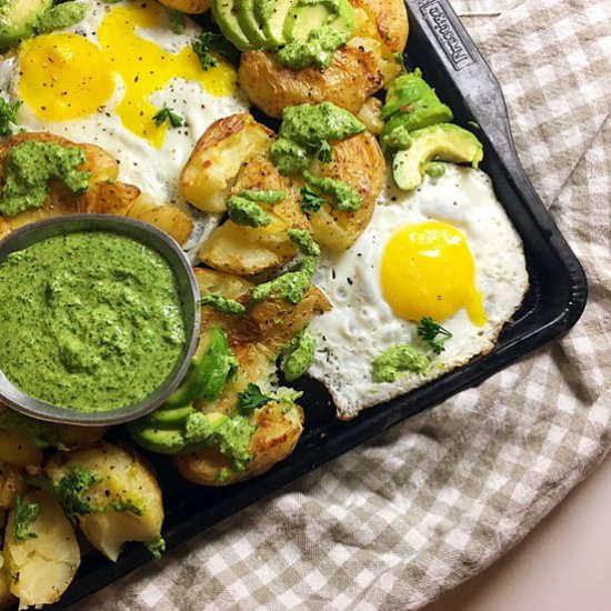 Smashed Potatoes with Fried Eggs