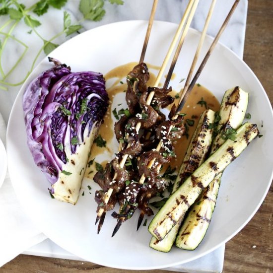 Beef Satay & Grilled Vegetables