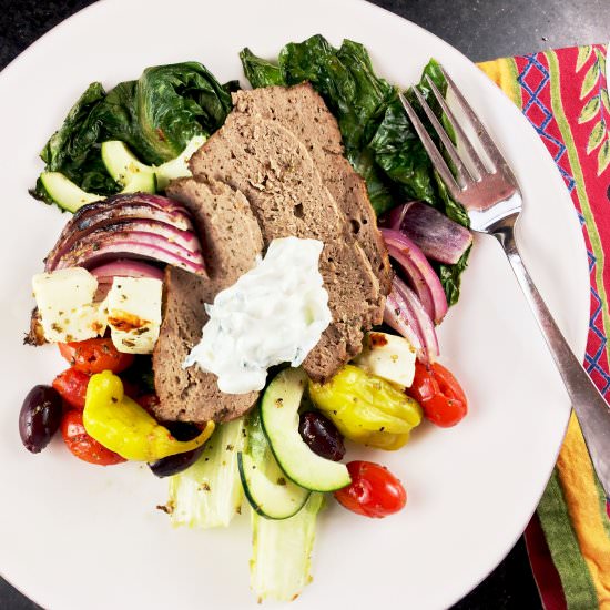 Grilled Greek Salad- Lamb Gyro Meat