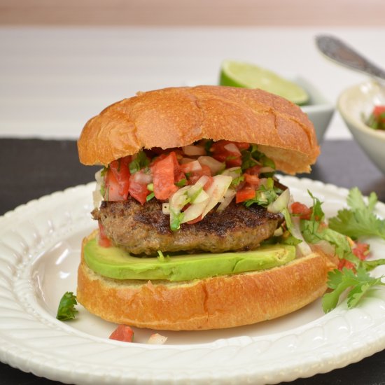 Chipotle Burgers w/ Avocado & Salsa