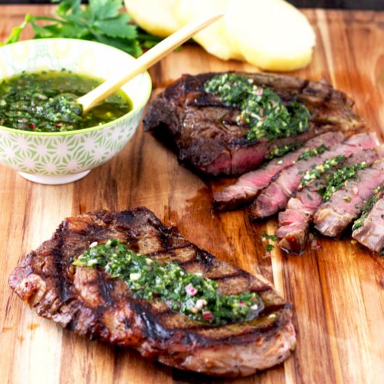 Grilled Rib-Eye with Chimichurri