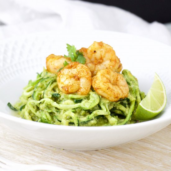 Cilantro Pesto Zoodles Shrimps