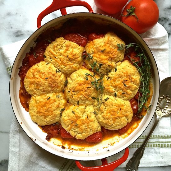 Tomato Cobbler w/ Cornmeal Biscuits