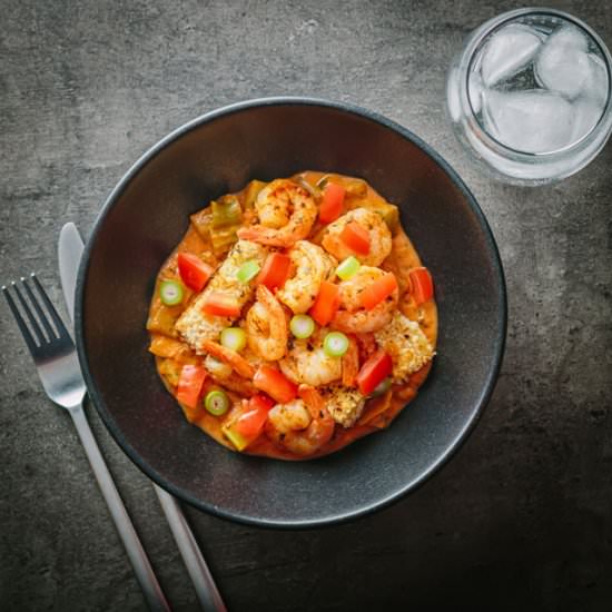 Creole Shrimp With Fried Polenta.