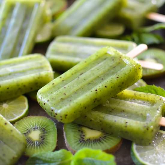 3 Ingredient Kiwi Mojito Popsicles